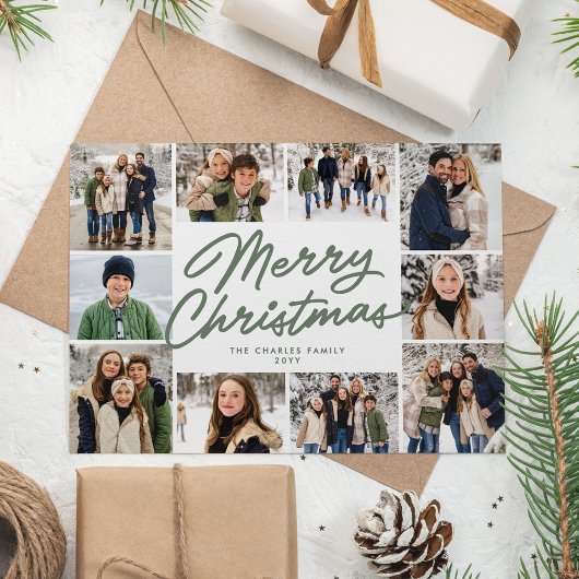 Frohe Weihnachtsgrün 10 Foto Collage Feiertagskarte