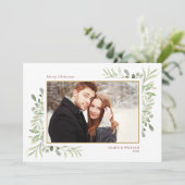 Frohe Weihnachtsgrün Couple Foto Feiertagskarte (Stehend Vorderseite)