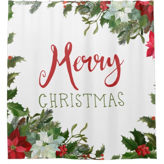 Frohe Weihnachtsgrün Duschvorhang (Vorderseite)
