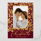 Frohe Weihnachtsgrün-Foto Folien Feiertagskarte (Vorderseite)