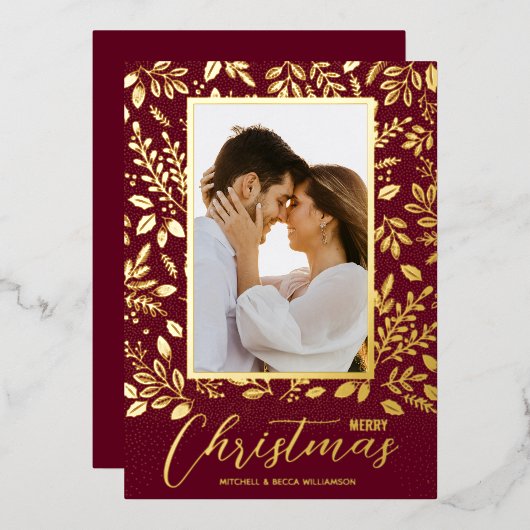 Frohe Weihnachtsgrün-Foto Folien Feiertagskarte (Vorderseite/Rückseite)