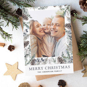 Frohe Weihnachtsgrün-Fotokarte Feiertagskarte