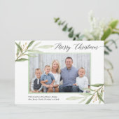 Frohe Weihnachtsgrün Gold moderne Fotokarte (Stehend Vorderseite)