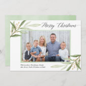 Frohe Weihnachtsgrün Gold moderne Fotokarte (Vorne/Hinten)