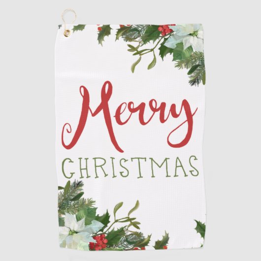 Frohe Weihnachtsgrün Golfhandtuch (Vorderseite)