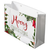 Frohe Weihnachtsgrün Große Geschenktüte (Vorderseite Schrägansicht)