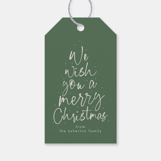 Frohe Weihnachtsgrün Hahnentrittmuster personalisi Geschenkanhänger (Vorderseite)