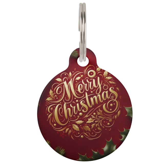 Frohe Weihnachtsgrün Haustiermarke (Vorderseite)