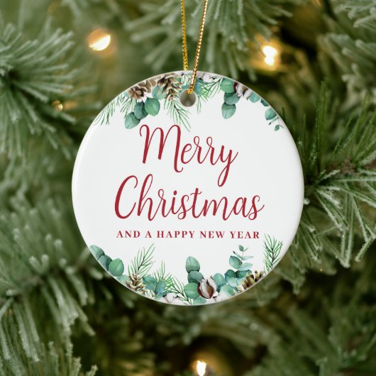 Frohe Weihnachtsgrün Keramik Ornament (Baum)