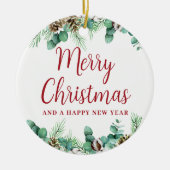 Frohe Weihnachtsgrün Keramik Ornament (Vorne)