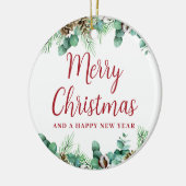 Frohe Weihnachtsgrün Keramik Ornament (Links)