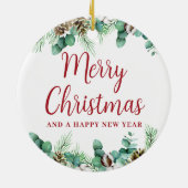 Frohe Weihnachtsgrün Keramik Ornament (Hinten)