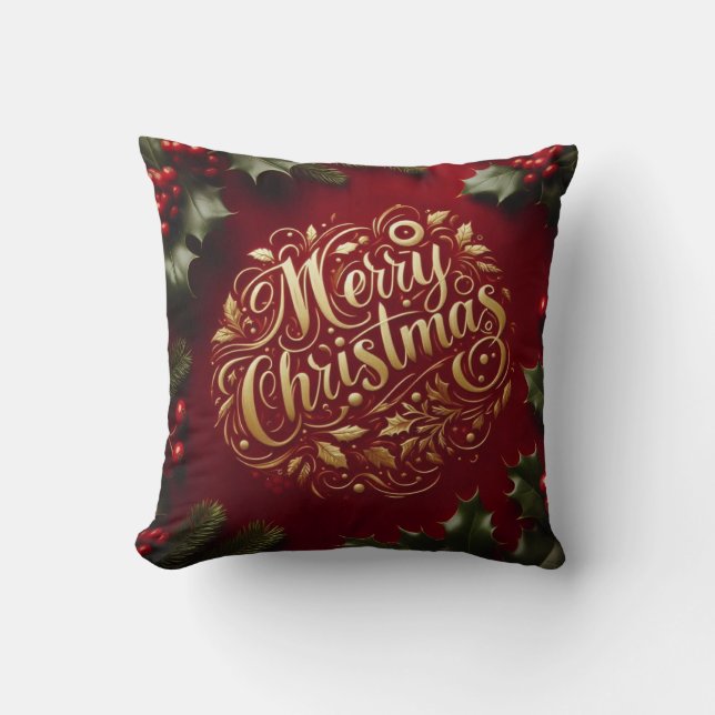 Frohe Weihnachtsgrün Kissen (Vorderseite)