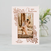 Frohe Weihnachtsgrün Rose Gold Folien Feiertagskarte (Stehend vorne)