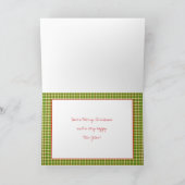 Frohe Weihnachtsgrün roter Karo kariert mit Kerzen Karte (Innenseite)