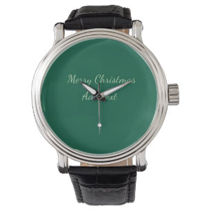 Frohe Weihnachtsgrün schlichte Solo-Hintergrund Ur Armbanduhr