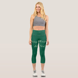 Frohe Weihnachtsgrün schlichte Solo-Hintergrund Ur Capri Leggings