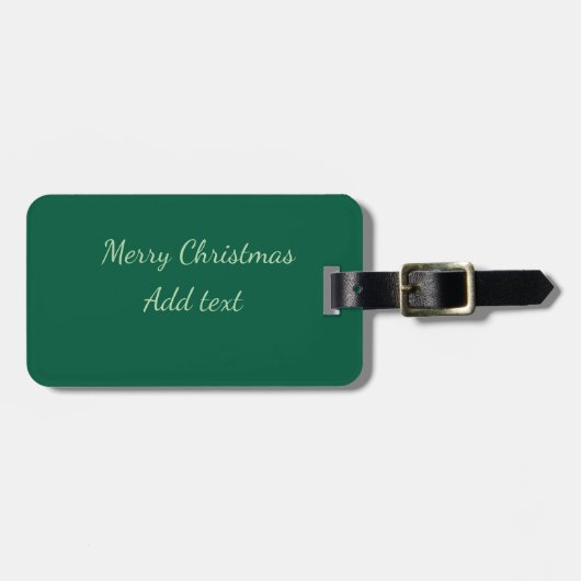 Frohe Weihnachtsgrün schlichte Solo-Hintergrund Ur Gepäckanhänger (Vorderseite horizontal)