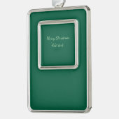 Frohe Weihnachtsgrün schlichte Solo-Hintergrund Ur Rahmen-Ornament Silber (Links)