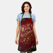 Frohe Weihnachtsgrün Schürze (Getragen)