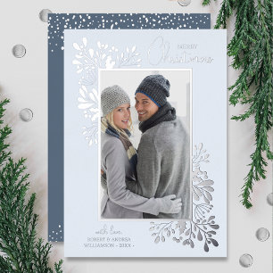 Frohe Weihnachtsgrün Silver Folien Feiertagskarte