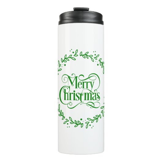 Frohe Weihnachtsgrün Thermosbecher (Vorderseite)