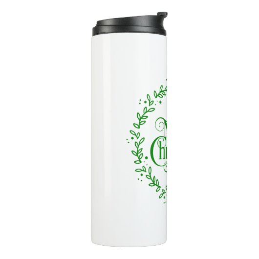 Frohe Weihnachtsgrün Thermosbecher (Nach links gedreht)