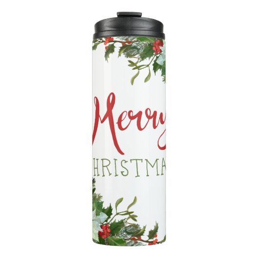Frohe Weihnachtsgrün Thermosbecher (Vorderseite)