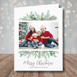 Frohe Weihnachtsgrün Traditionelles Foto Feiertagskarte