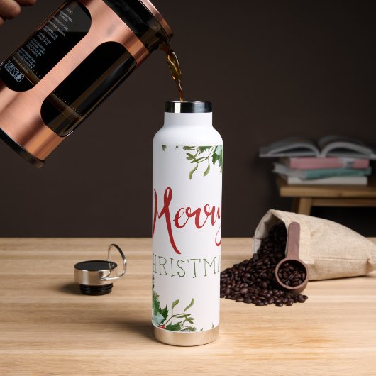 Frohe Weihnachtsgrün Trinkflasche (Kaffee)