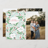 Frohe Weihnachtsgrün- und Beerenhausdesign Feiertagskarte (Vorne/Hinten)