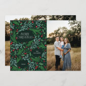 Frohe Weihnachtsgrün- und Beerenhausdesign Feiertagskarte (Vorne/Hinten)