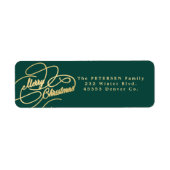 Frohe Weihnachtsgrün und goldene Rücksendeadresse (Vorne)