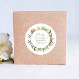 Frohe Weihnachtsgrün Wreath Custom Runder Aufkleber