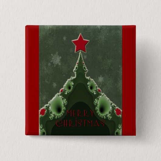 Frohe Weihnachtsgrüße - Fraktal Tree und Star Button (Vorderseite)