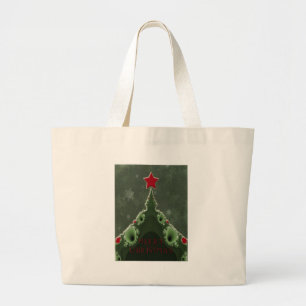 Frohe Weihnachtsgrüße - Fraktal Tree und Star Jumbo Stoffbeutel