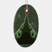 Frohe Weihnachtsgrüße - Fraktal Tree und Star Keramikornament (Rechts)