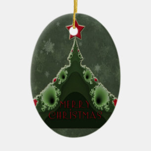 Frohe Weihnachtsgrüße - Fraktal Tree und Star Keramikornament