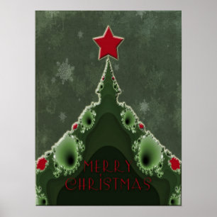 Frohe Weihnachtsgrüße - Fraktal Tree und Star Poster
