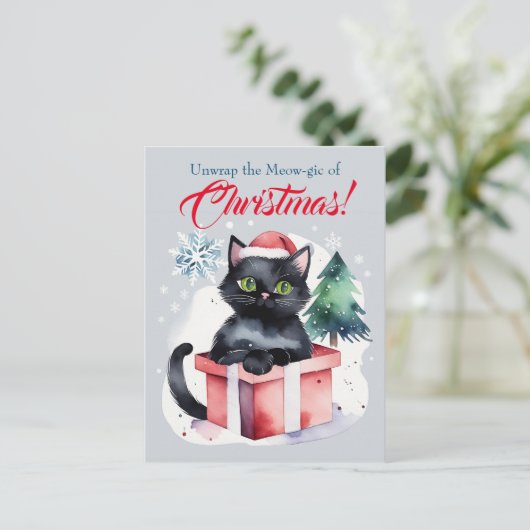 Frohe Weihnachtsgrüße für Katzen Po Postkarte (Stehend Vorderseite)