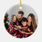 Frohe Weihnachtsgrüße goldblaue Baubles Keramik Ornament (Hinten)