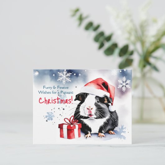Frohe Weihnachtsgrüße Guinea Haustier Postkarte (Stehend Vorderseite)