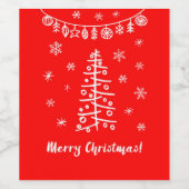 Frohe Weihnachtsgrüße im skizzenhaften Stil Weinetikett (Einzelnes Label)