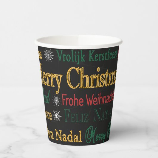 Frohe Weihnachtsgrüße in einer anderen Sprache | Pappbecher (Links)