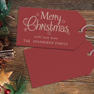 Frohe Weihnachtsgrüße in fett rot, modern und einf Geschenkanhänger