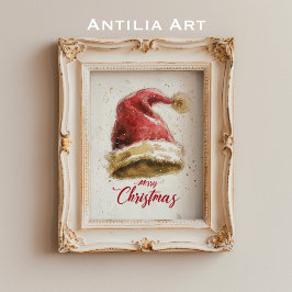 Frohe Weihnachtsgrüße Malerei Santa Claus Hat Poster