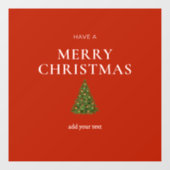 Frohe Weihnachtsgrüße mit Baum auf roten Sitten Fensteraufkleber (Blatt)