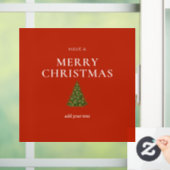 Frohe Weihnachtsgrüße mit Baum auf roten Sitten Fensteraufkleber (Zuhause)