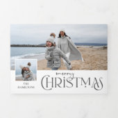 Frohe Weihnachtsgrüße mit Foto Beilage Silber Dreifach Gefaltete Urlaubskarte (Cover)