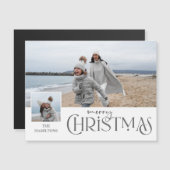 Frohe Weihnachtsgrüße mit Foto Beilage Silber Magnetkarte (Vorne/Hinten)